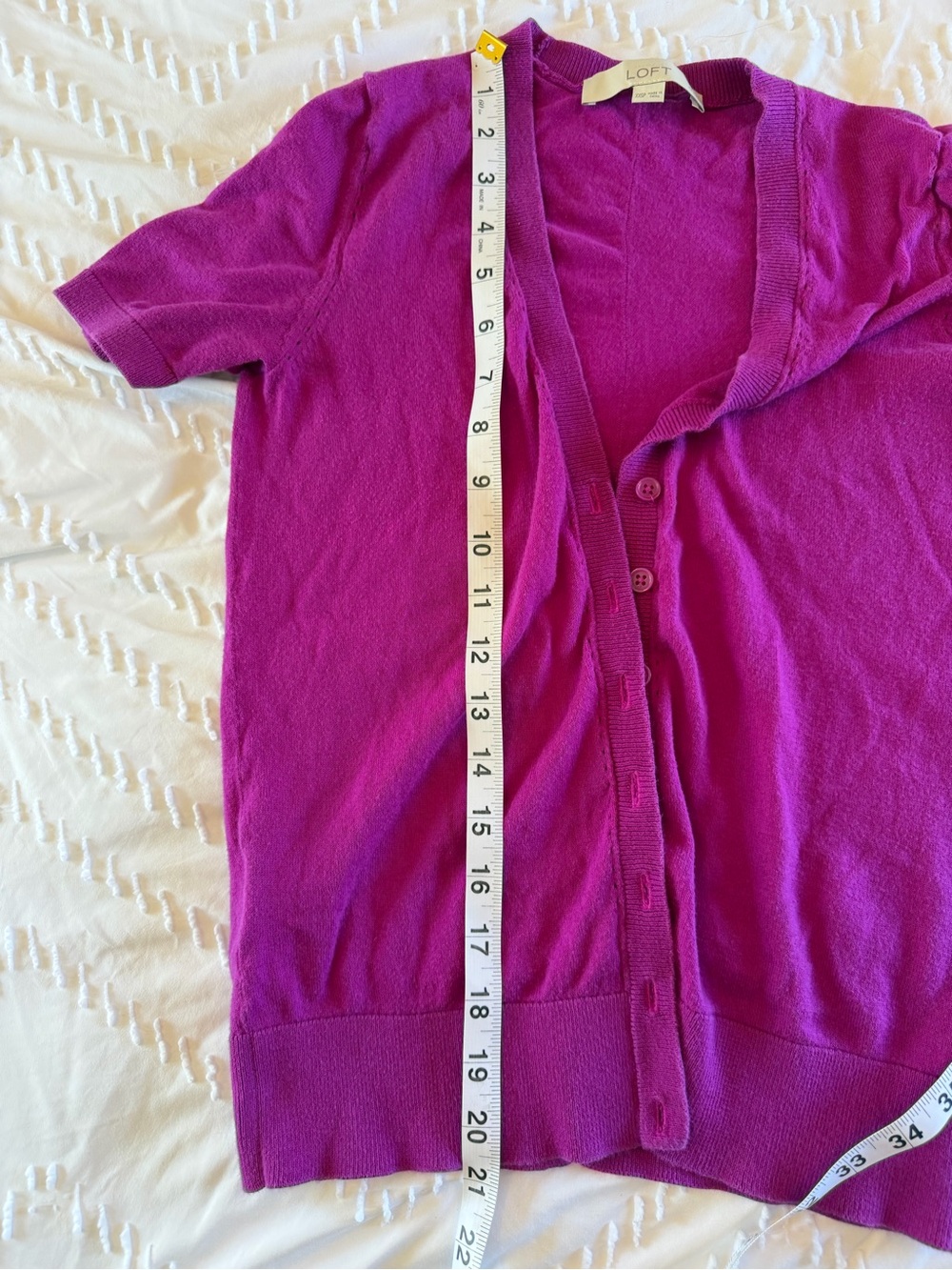 Ann Taylor LOFT Petites Magenta Short Sleeve Button Front Cardigan Sweater XXSP - Picture 8 of 9